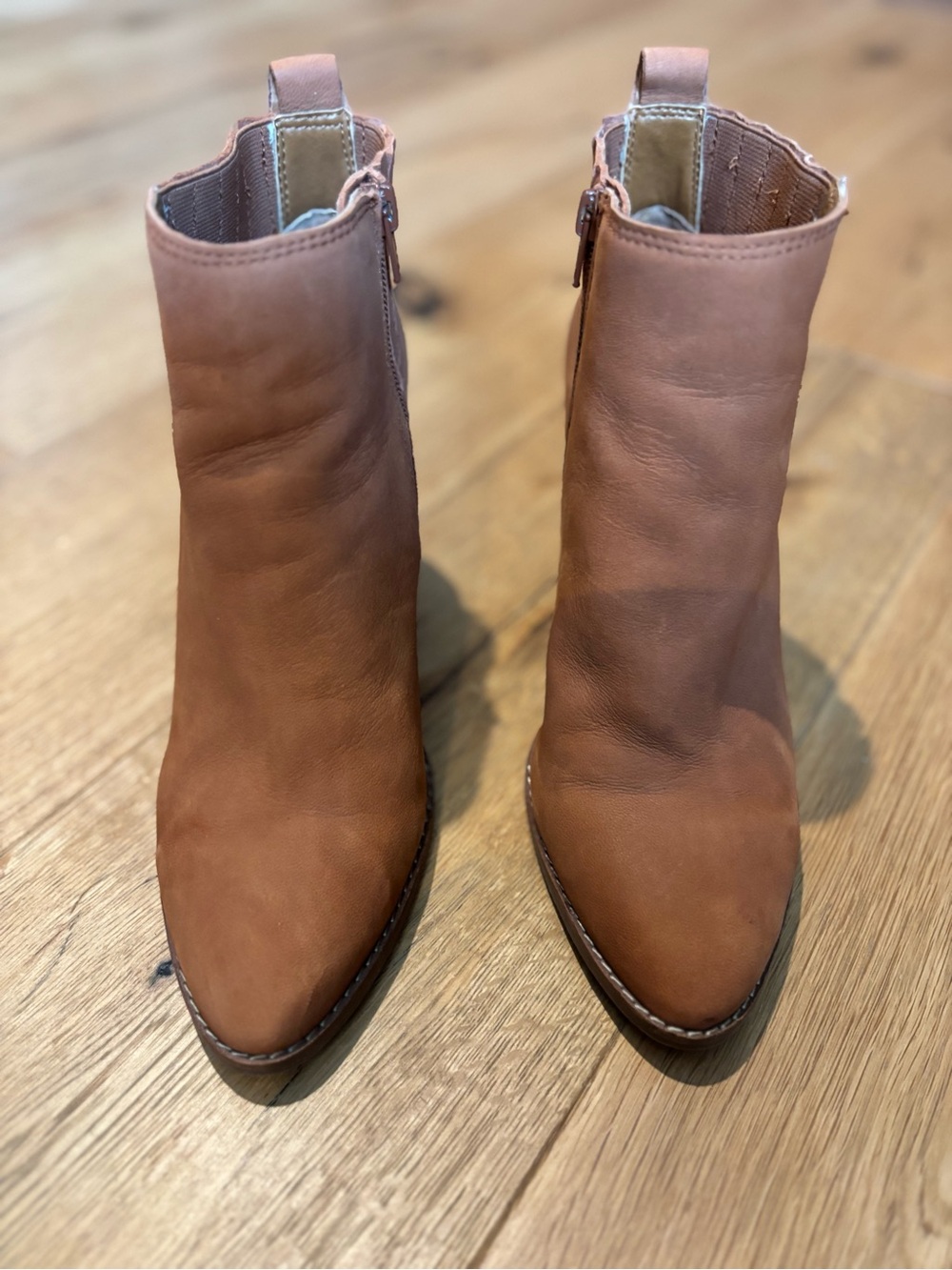 Lucky Brand Women's Tan Leather Ankle Booties - Western Inspired